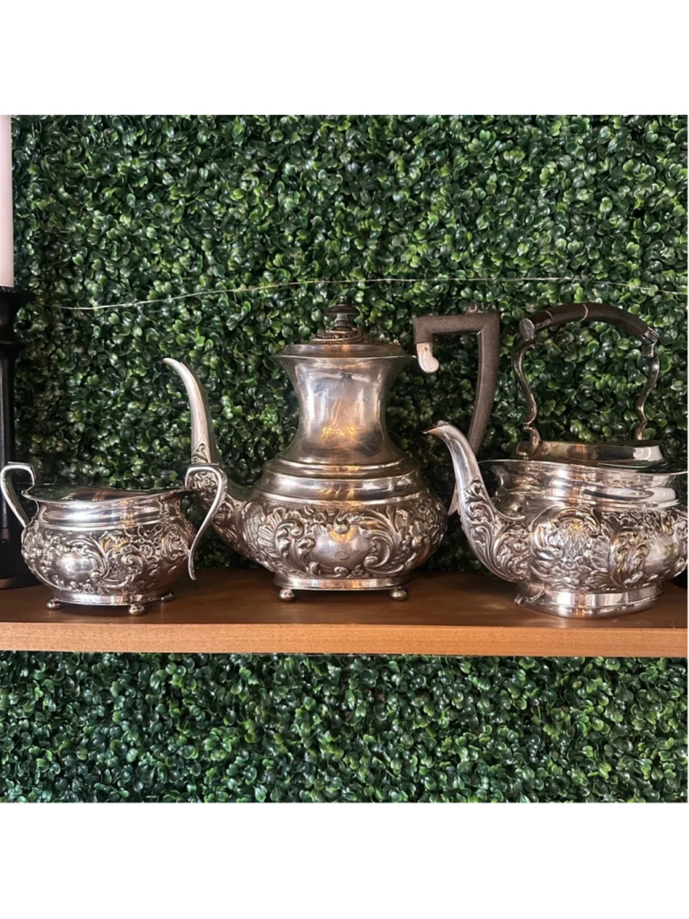 Israel Freeman & Son (IFS Limited) English Silver Tea Set Summer
